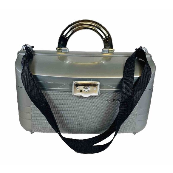 Cosmepak Organizer Travel Case Gray/Silver Cosmetic Case With Mirror 14”x8”x8” - Picture 2 of 9